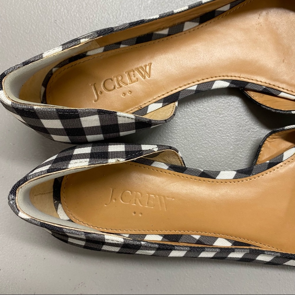 J Crew Factory D'Orsay Flat Shoe Gingham Check 7.5 - Picture 3 of 6
